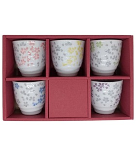 Set 5 tazze da te giapponese in porcellana con dipinto tradizionale giapponese a mano